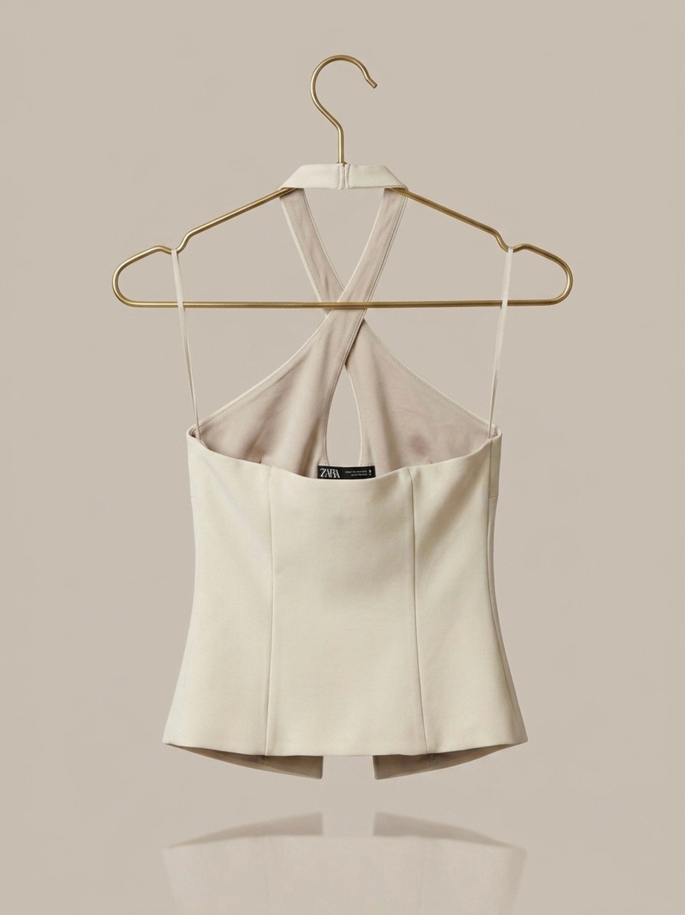 Zara Cream Cross-Front Halter Camisole - Picture 2 of 2